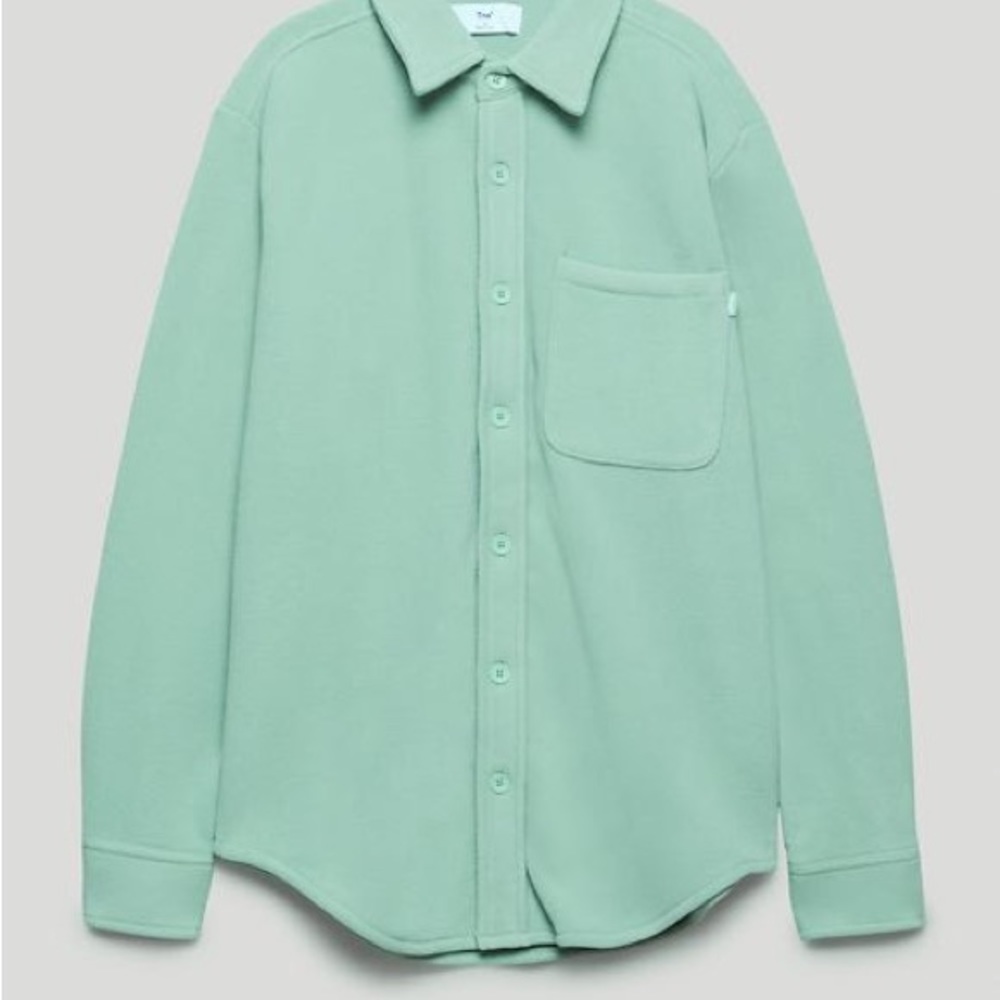 Aritzia NWT Tna Fleece Polar Button Up in Glacial Green - Picture 8 of 9